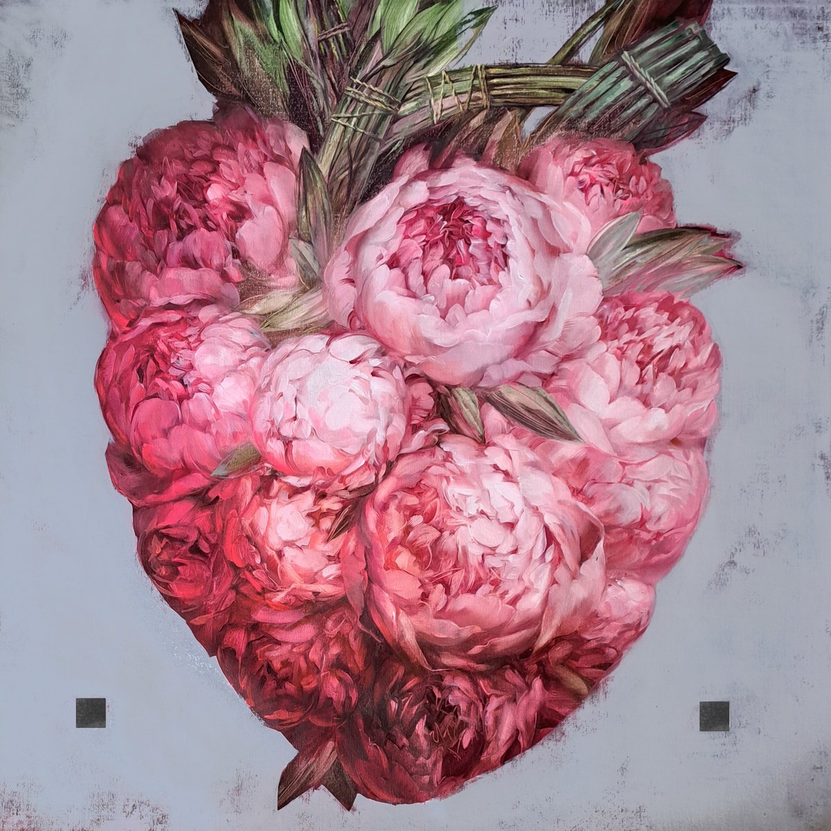 Impressionistic Botanical Oil Painting By Nataly Derevyanko, 39 X 39", Prosperous, Original Artwork