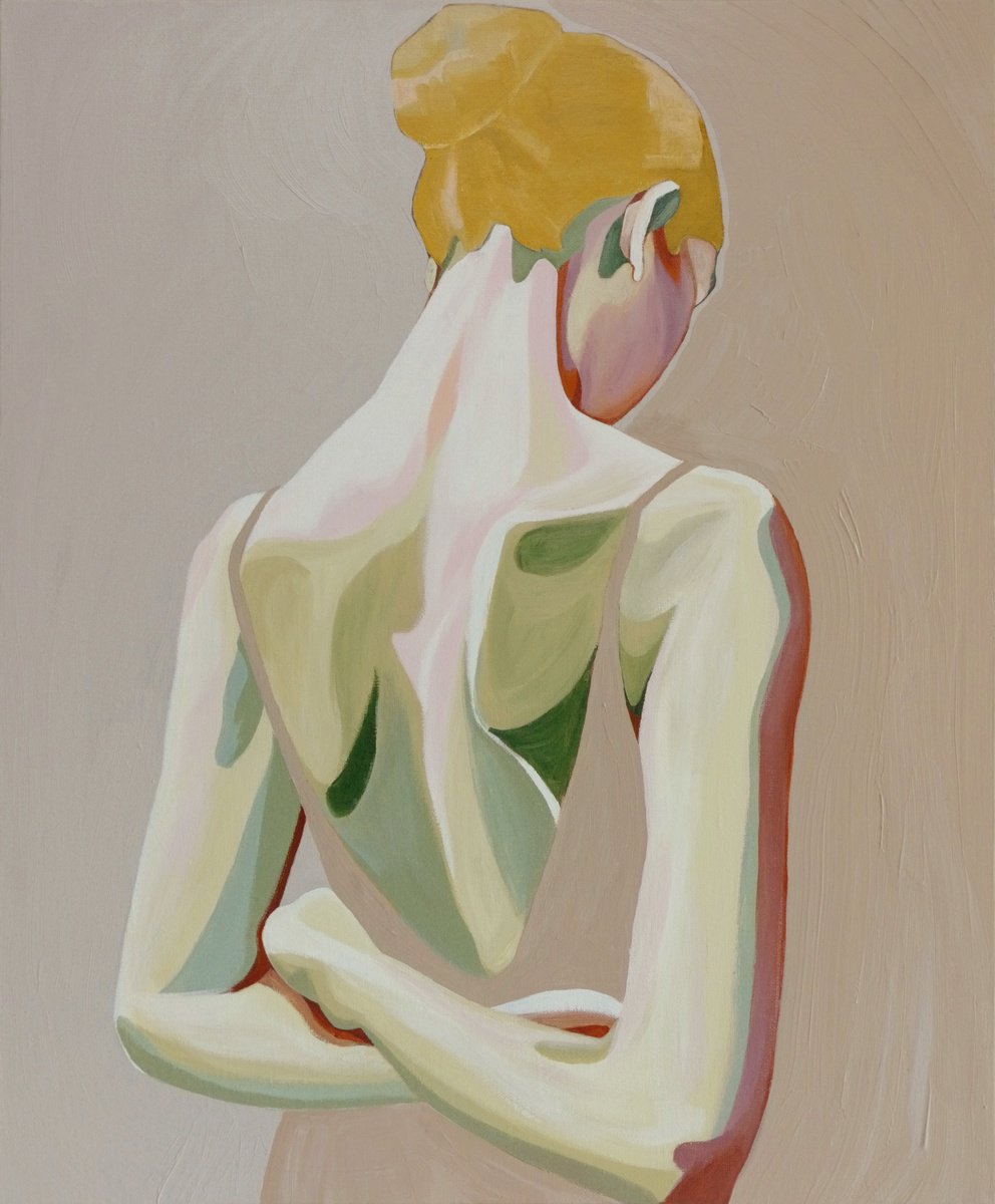 Expressive Portrait Acrylic Painting By Young Park, 20 X 24", Philosophize, Original Artwork