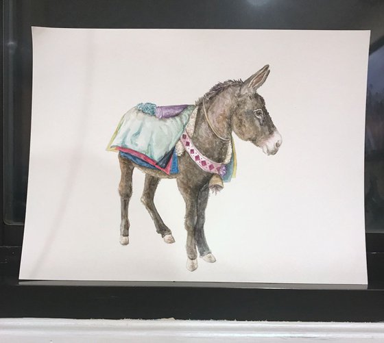 Donkey Colorful Boho Original Watercolor