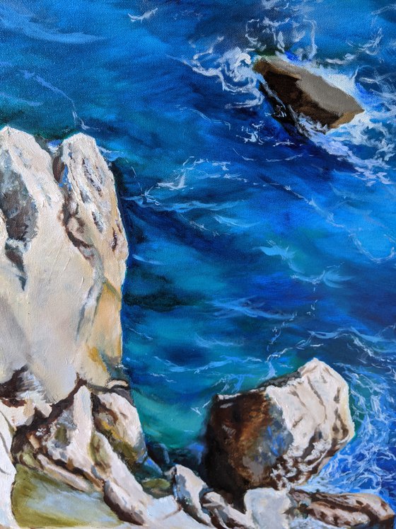 Nizza, Côte d'Azur AIVAZOVSKY INSPIRED NAUTICAL OIL ART OIL SEASCAPE LIVING ROOM WALL ART MARINE PAINTING, NAUTICAL ART