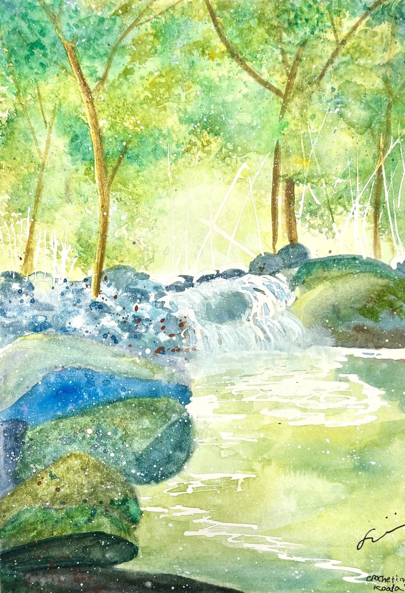 Sayaka Minegishi | Original  Watercolour | A Little Stream At The End Of Summer | 20 X 30Cm | Artwork For Sale On Artfinder