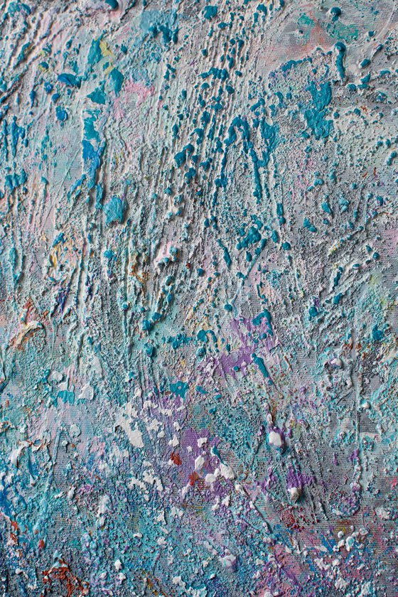 TURQUOISE DREAM (Heavy texture Palette knife Original Abstract Painting)