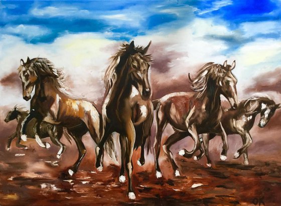 Galloping horses