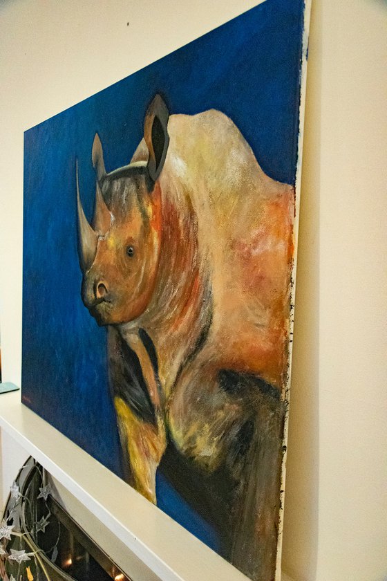Rhino, Original painting, Ready to hang by WanidaEm