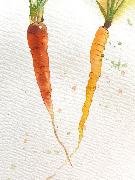 Carrots from my garden 2022. Original watercolor artwork.