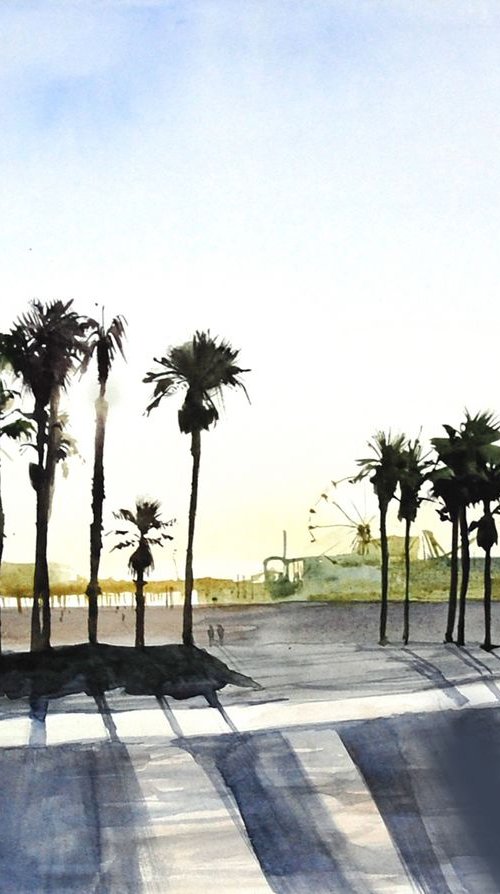 Palm trees. Sunset by Natalie Kolos