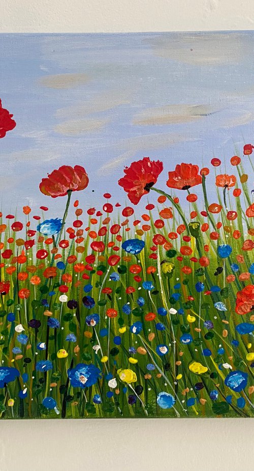 Poppies and meadow flower painting by Bethany Taylor