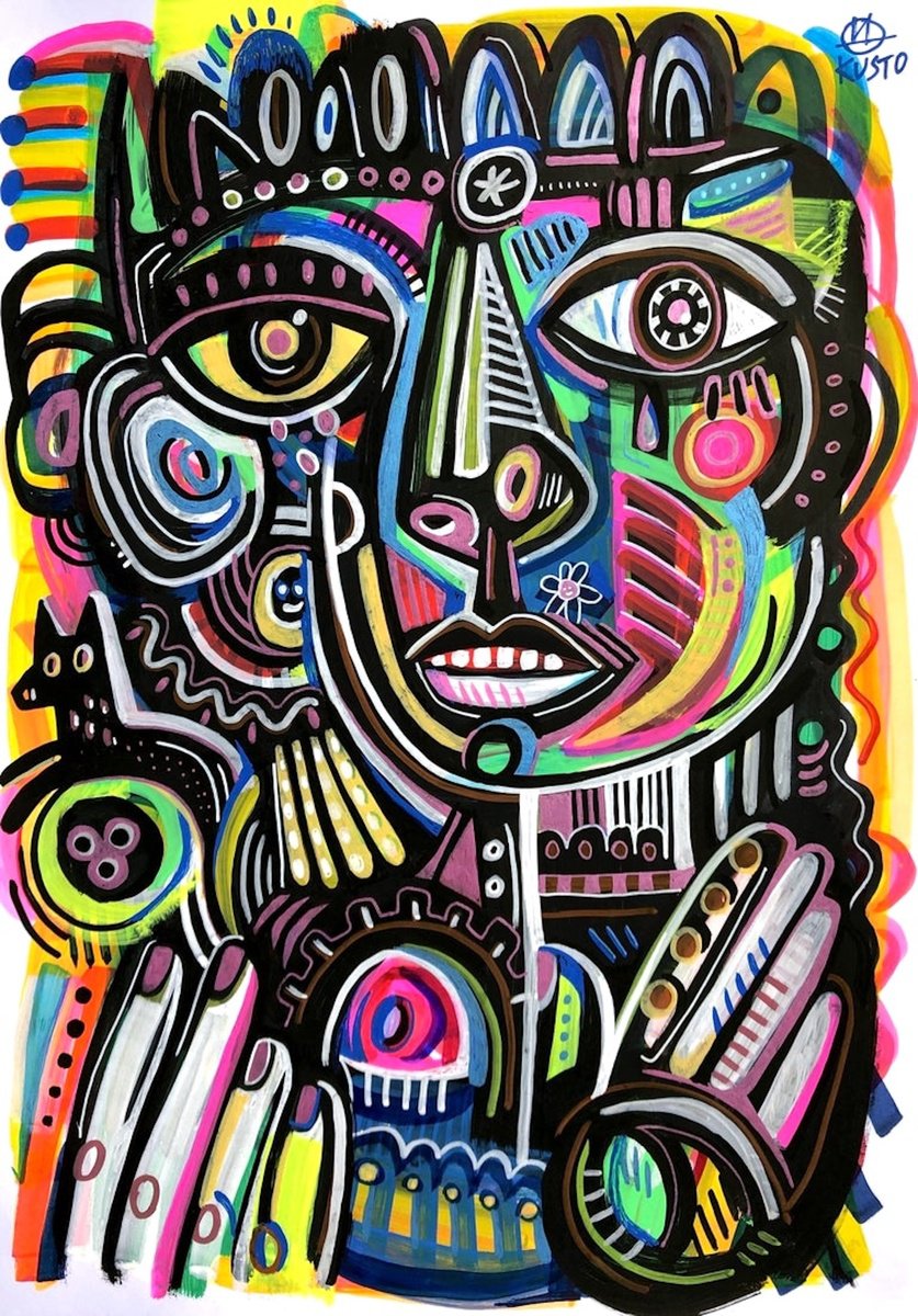 Impressionistic Ink Drawing , Abstract Face By Daria Kusto, 8 X 11, Artwork For Sale On Artfinder