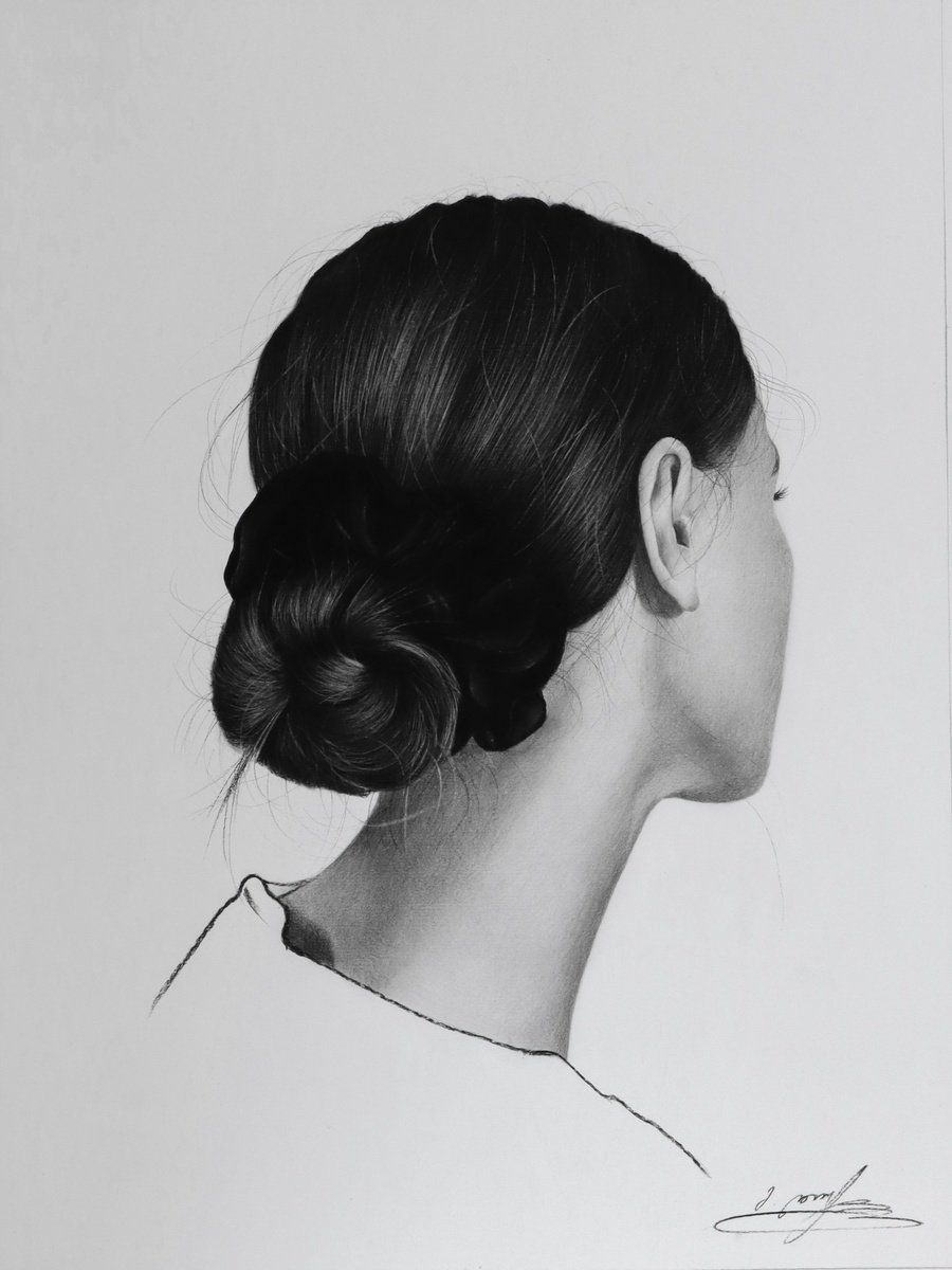 Photorealistic Portrait Charcoal Drawing By Mariam Darchiashvili, 12 X 16", Woman Portrait No. 26, Original Artwork