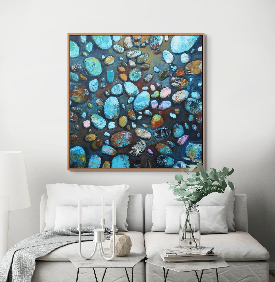 Organic Abstract Acrylic Painting By Sage Mountain Studio, 36 X 36", After The Rain, Original Artwork