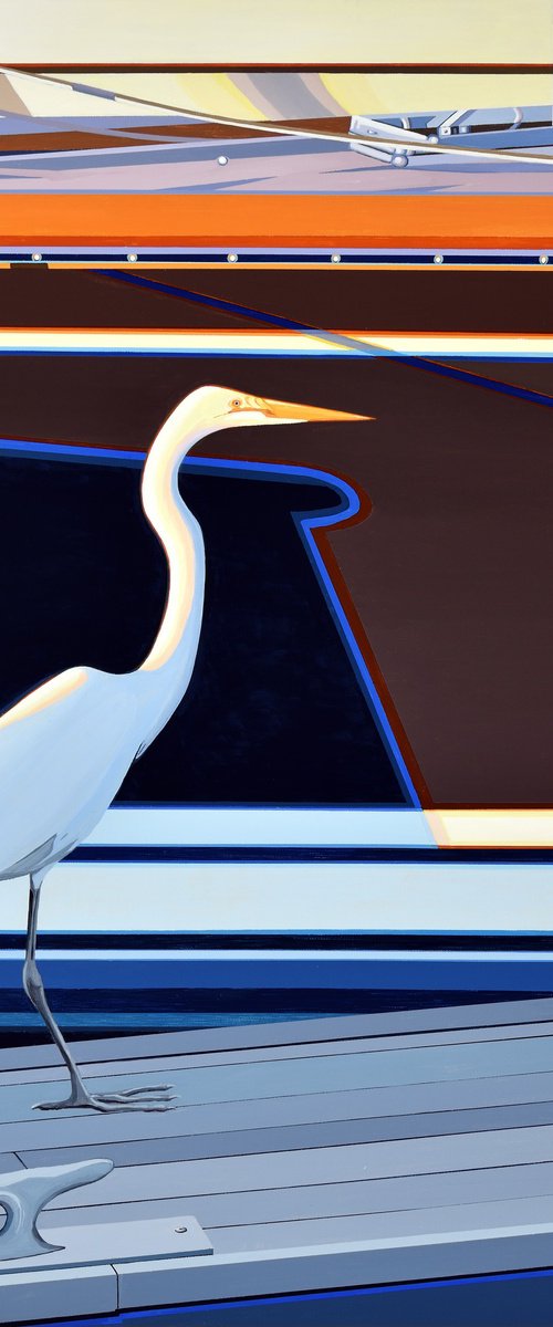 White Egret On A Dock by Alex Nizovsky