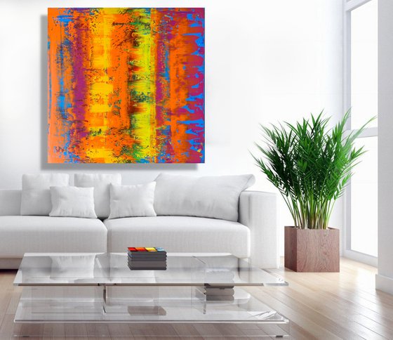 Happy Feeling - XL LARGE,  ABSTRACT ART – EXPRESSIONS OF ENERGY AND LIGHT. READY TO HANG!