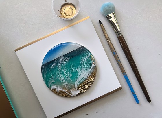 "Little wave" #6 - Miniature round painting