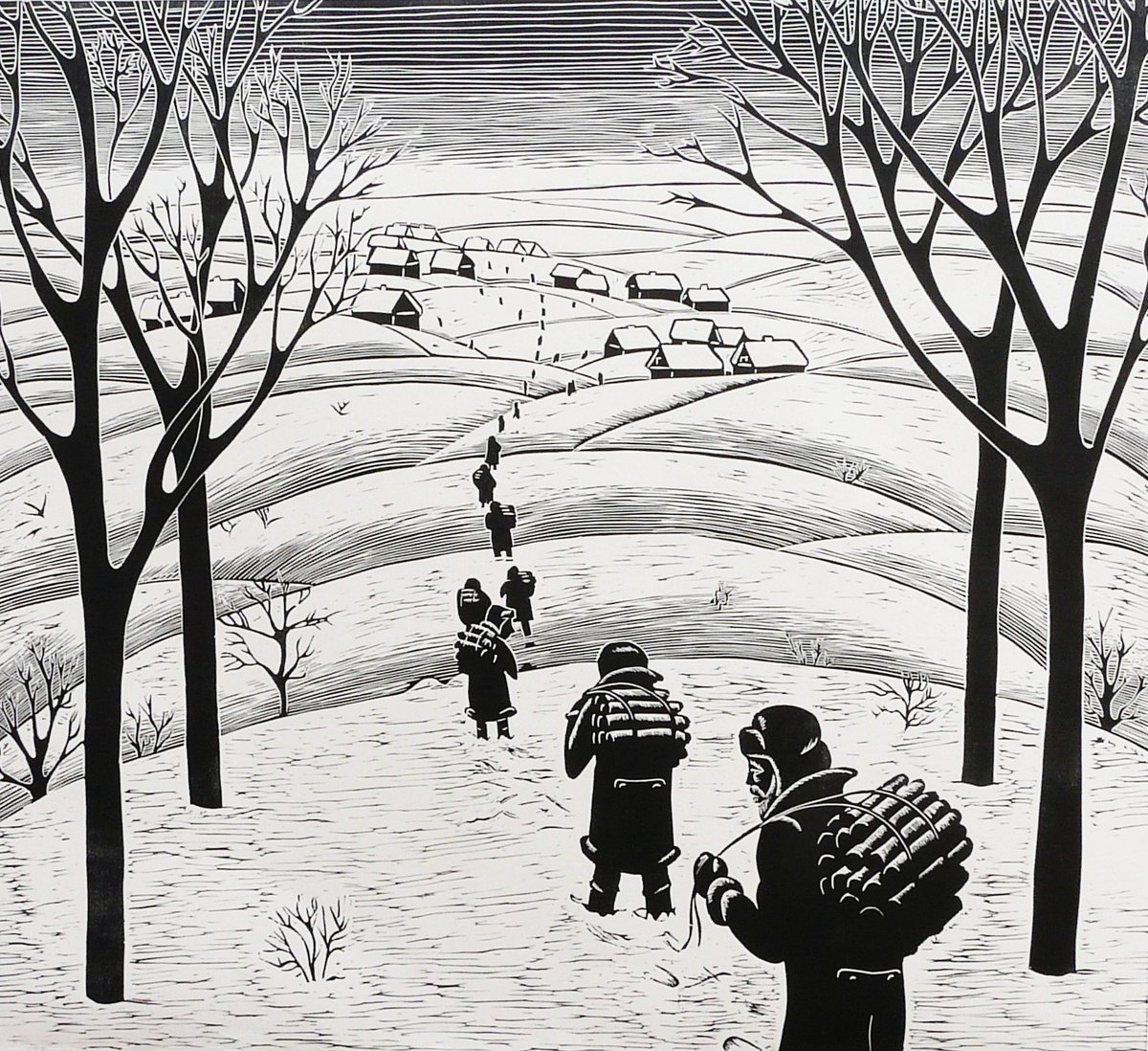 Linocut , The Road To The Village By Sergei Monin, 21 X 19, Artwork For Sale On Artfinder