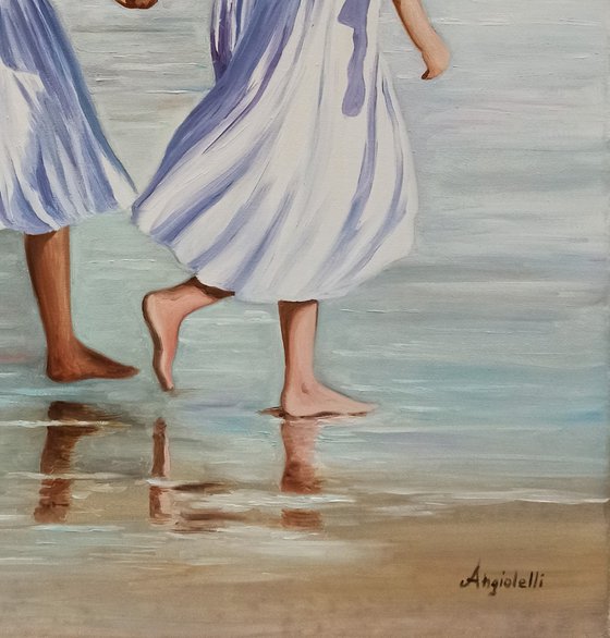 On the beach - portrait of little girls