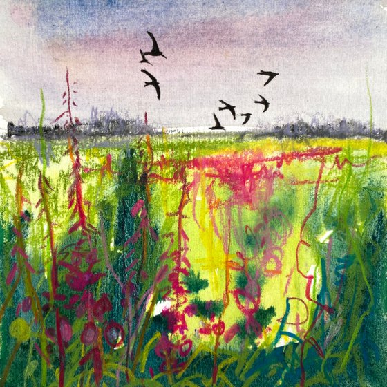 Seasons -  Summer Evening Swallows Rosebay Willowherb