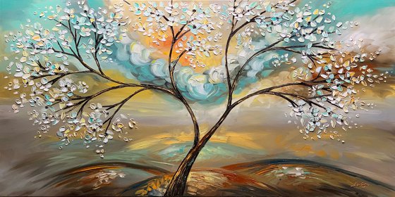 Touch Of Heaven Oil Tree Landscape Palette Knife Painting