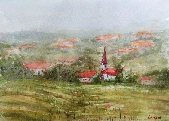 Slovenian Church | Original watercolor painting