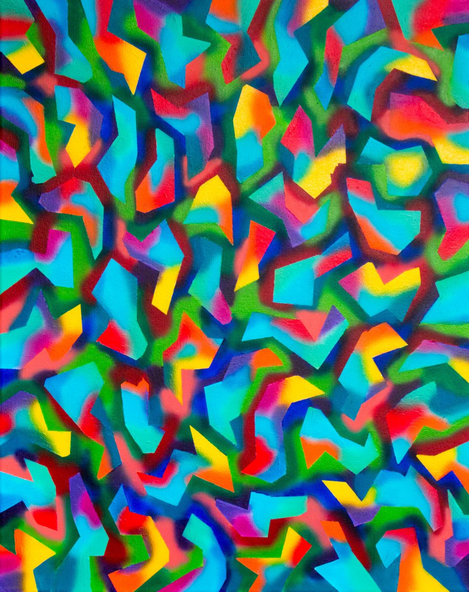Abstract Acrylic Painting By Stefan Fierros, 19 X 24", Prisms - 5, Original Artwork