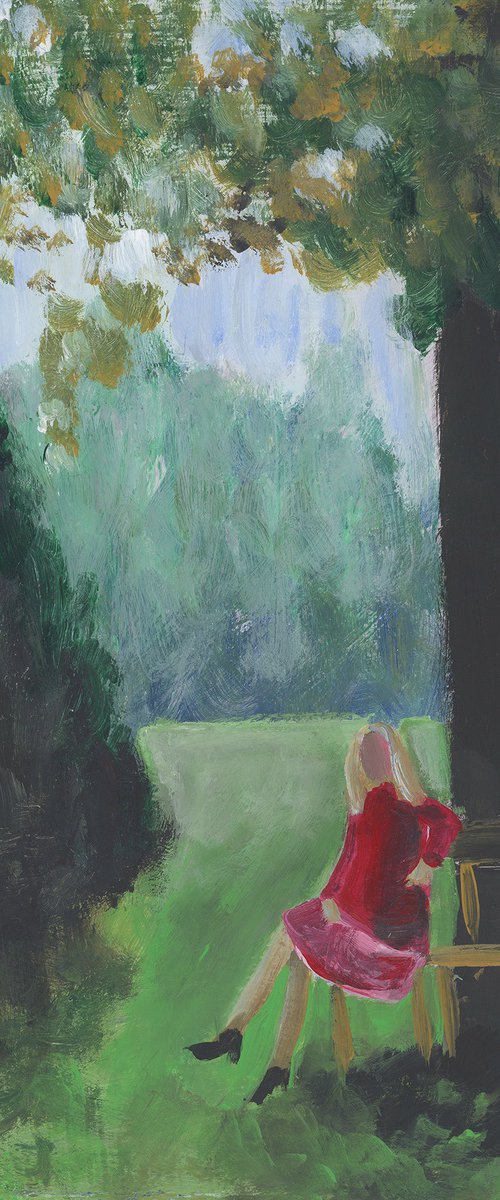 Woman In Red Under A Tree by Anton Maliar