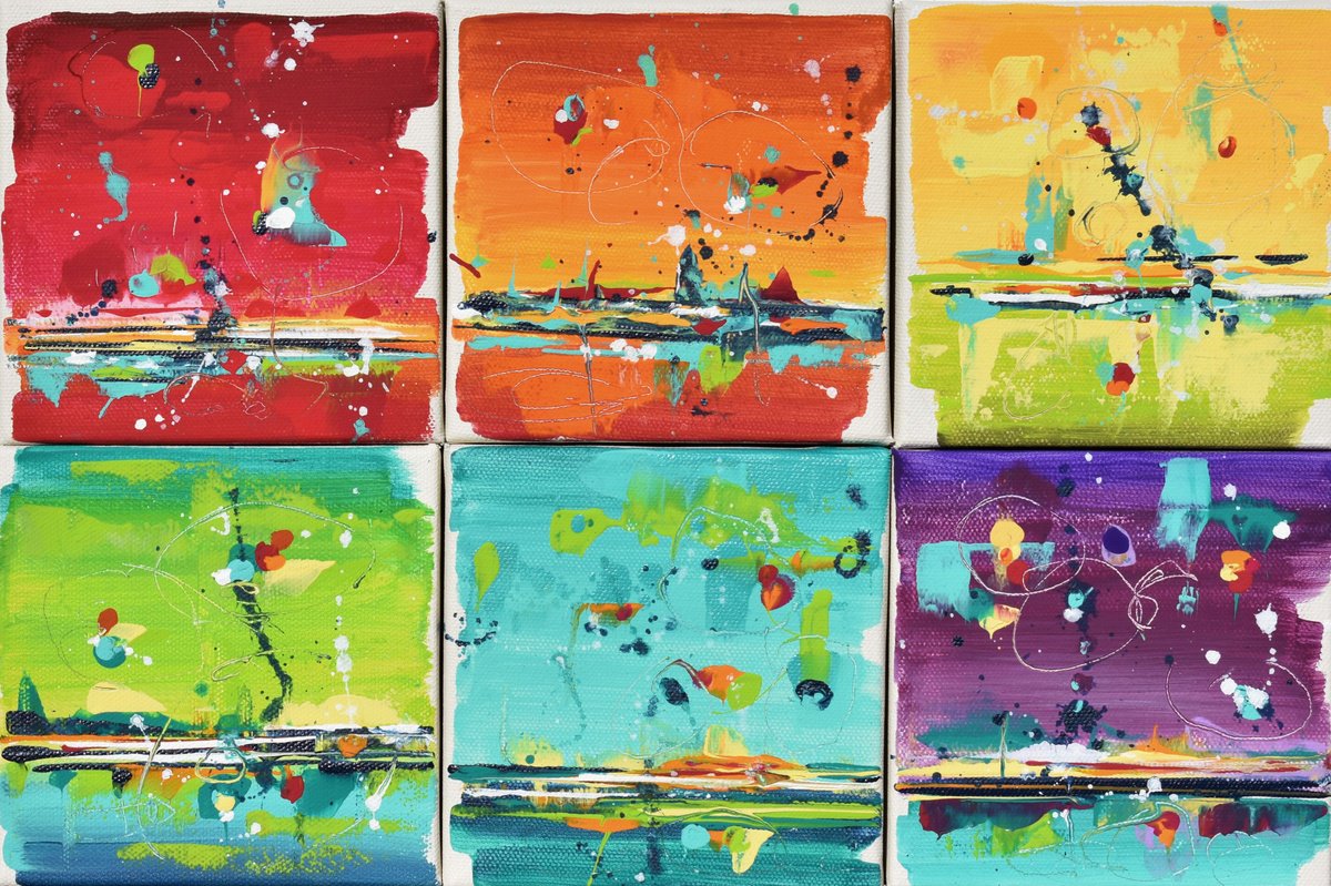 Abstract Painting By Cynthia Ligeros, 15 X 10, Colors Of The Winter Sky, Original Artwork