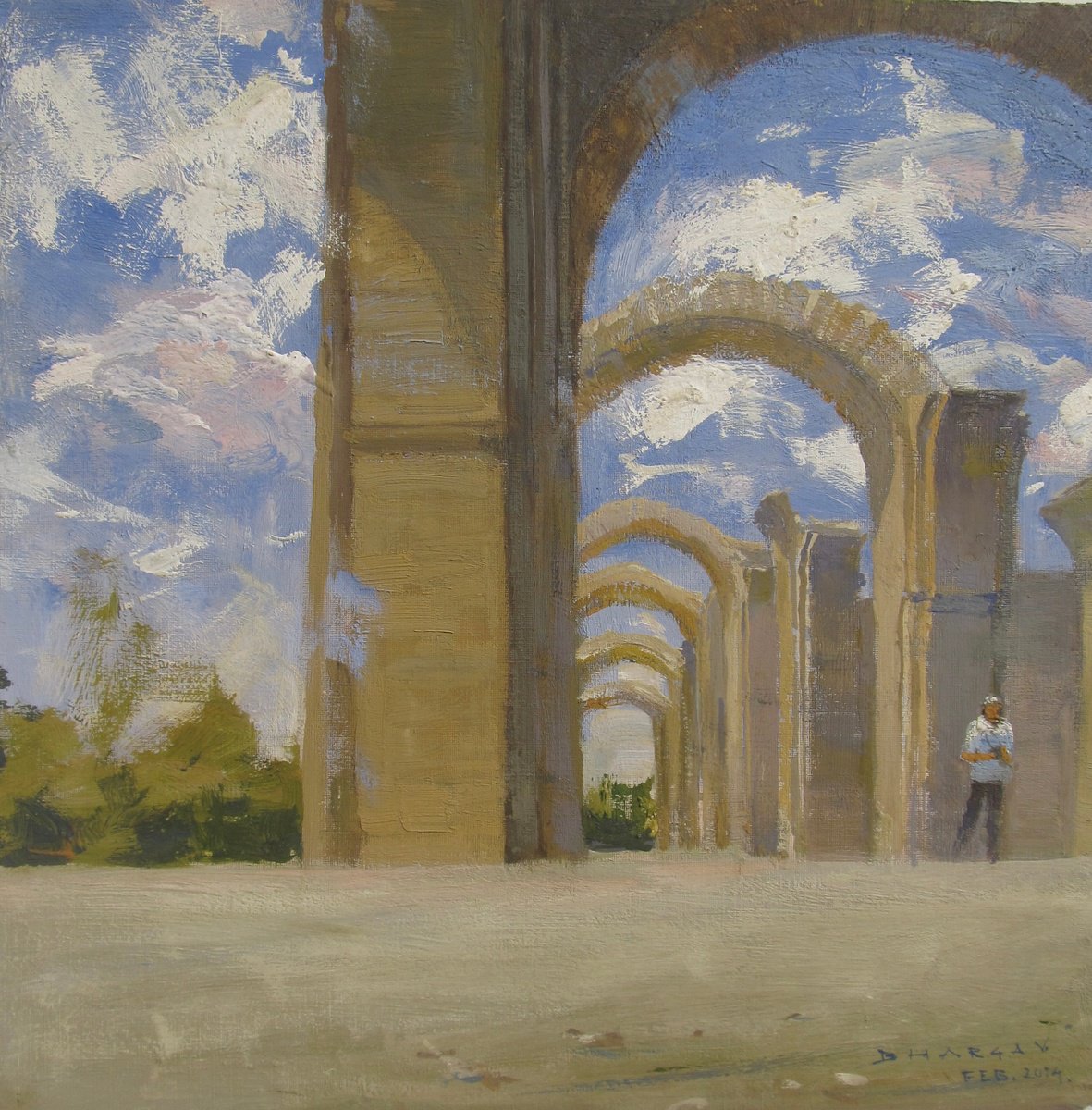 Impressionistic Cityscapes Painting By Bhargavkumar Kulkarni, 13 X 13, Arches, Barakaman, Karnataka, Original Artwork