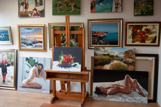 Still life with cherries