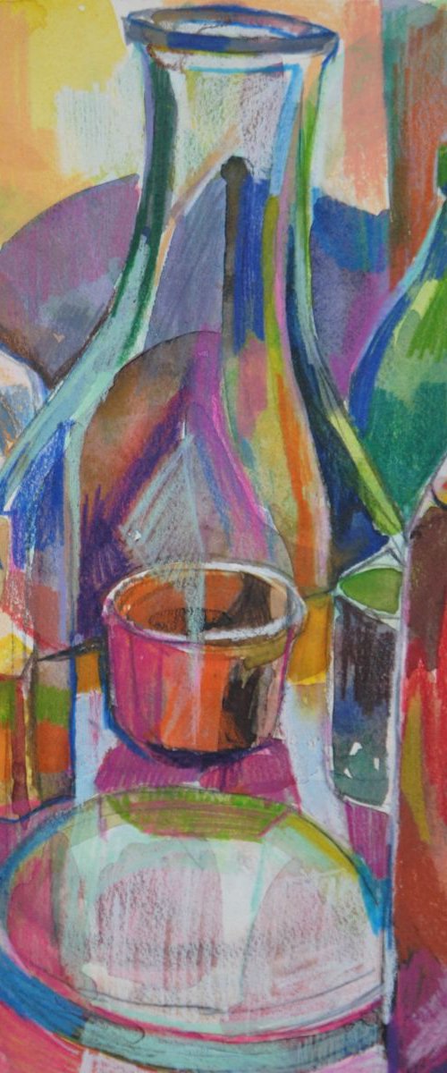 Bottles / Still life ( 30,3 x 22, 7 cm) by Maja Đokić Mihajlović