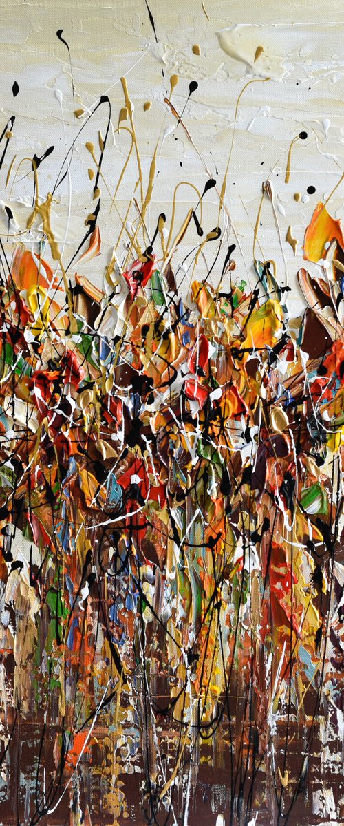Autumn Joy - Abstract landscape painting on canvas, palette knife art, heavy impasto by Olga Tkachyk