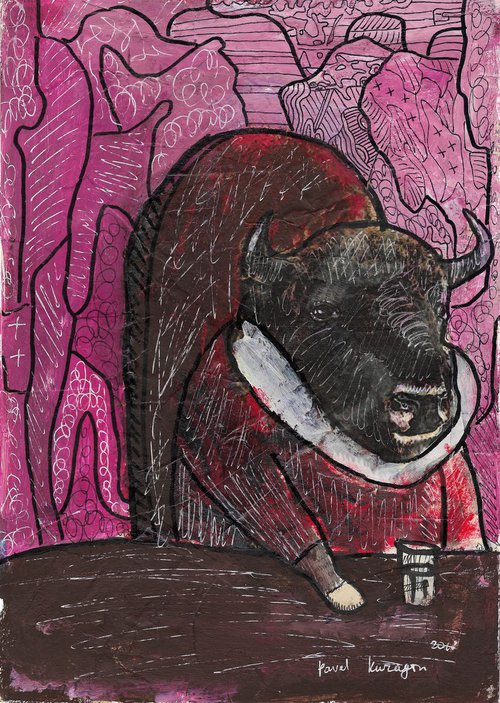 Drinking buffalo by Pavel Kuragin