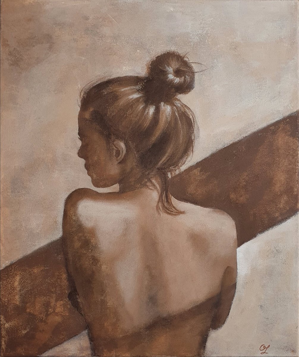 Photorealistic Portrait Acrylic Painting By Olesya Izmaylova, 18 X 22", Dreamy Sunset, Original Artwork