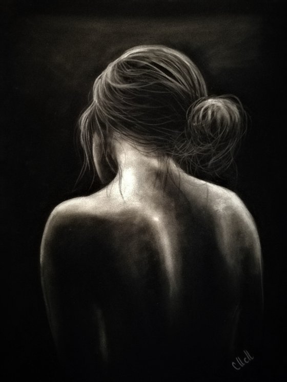 Woman's back - black and white wall art