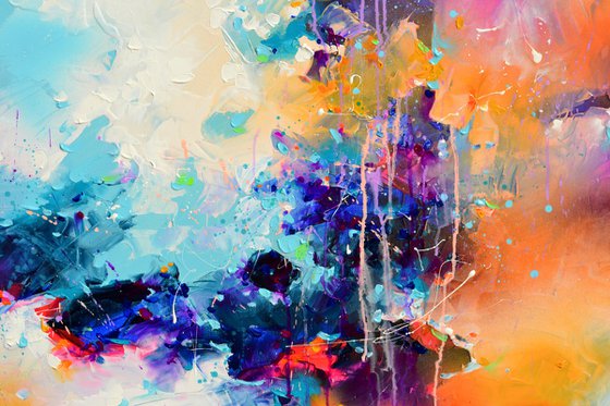 Fresh Moods 88 - 150x60 cm Large Abstract Pallet Knife Colourful Painting