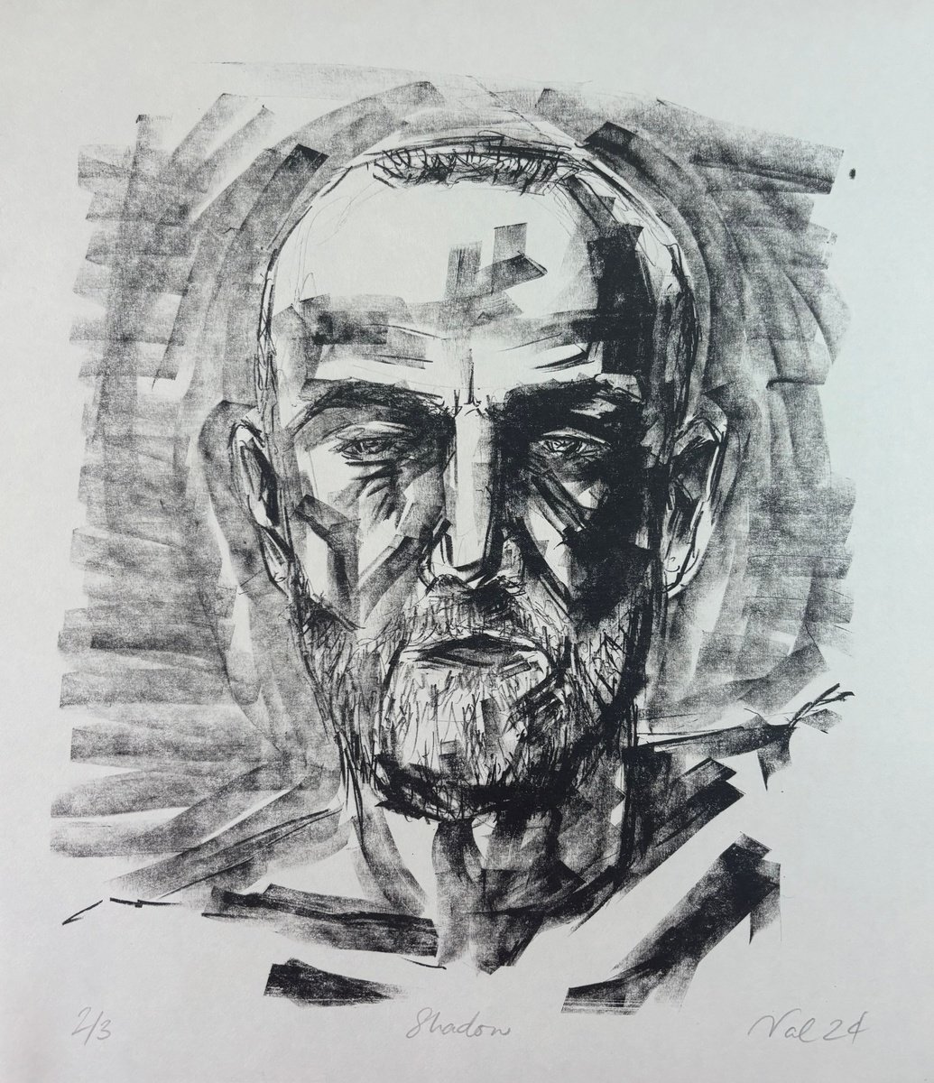 Expressive Portrait Limited Edition Print By Valerie Syposz, 11 X 12", Shadow, Original Artwork