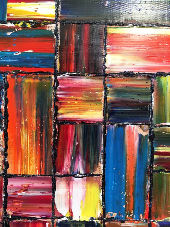 "Boxed In" - Original PMS Abstract Oil Painting On Canvas - 24" x 24"