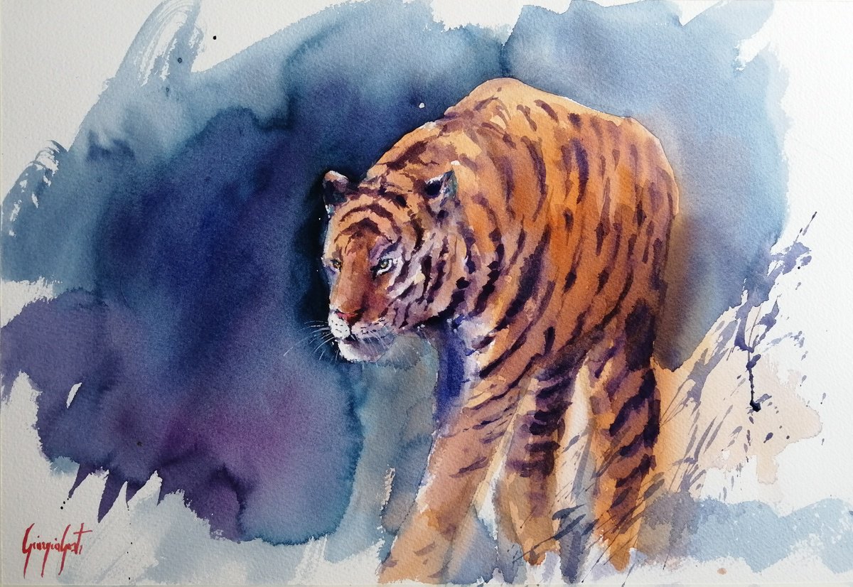 Impressionistic Watercolour , Tiger 8 By Giorgio Gosti, 21 X 14, Artwork For Sale On Artfinder