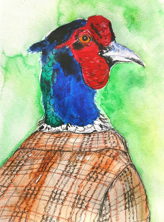 "Pheasant in a tweed jacket"