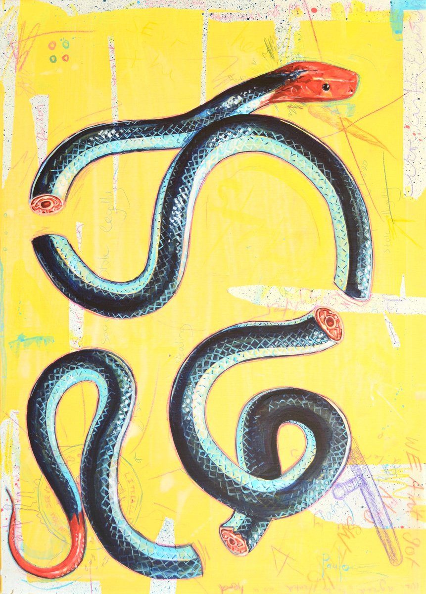 Expressive Animal Acrylic Painting By Paul Ward, 12 X 17", Sever The Head, Original Artwork