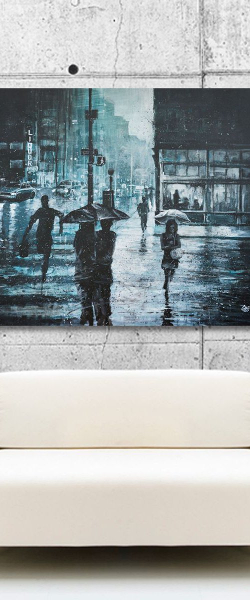 CROSSING THE SNOWY STREET - Winter Night New-York City by GRAFFMATT