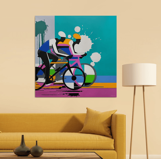 Bright Abstract Cyclists