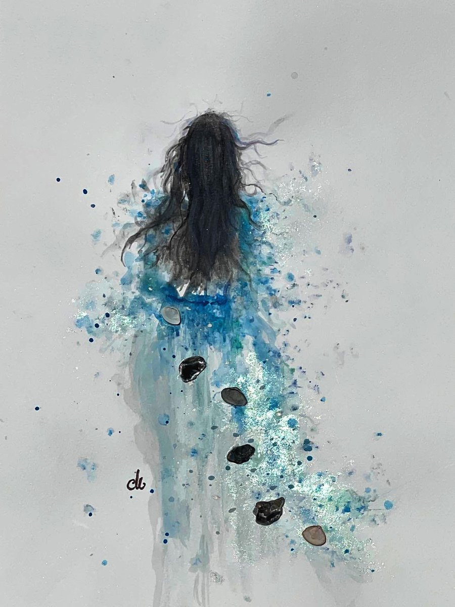 Expressive Portrait Painting By Cristina Mihailescu, 9 X 12, Dancing With The Wind..., Original Artwork