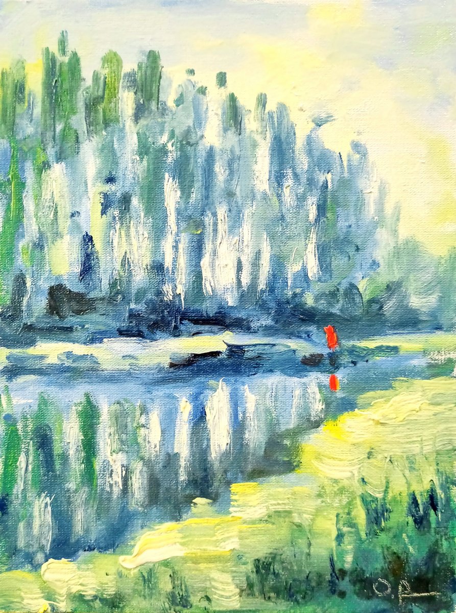 Impressionistic Landscape Oil Painting By Oleh Rak, 7 X 9", Spring Impression, Original Artwork