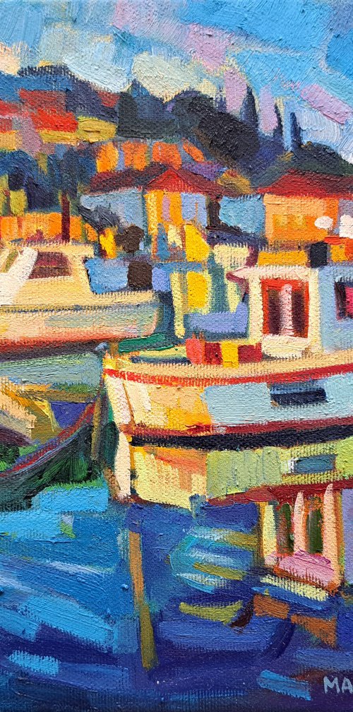 Night in the harbor by Maja Đokić Mihajlović