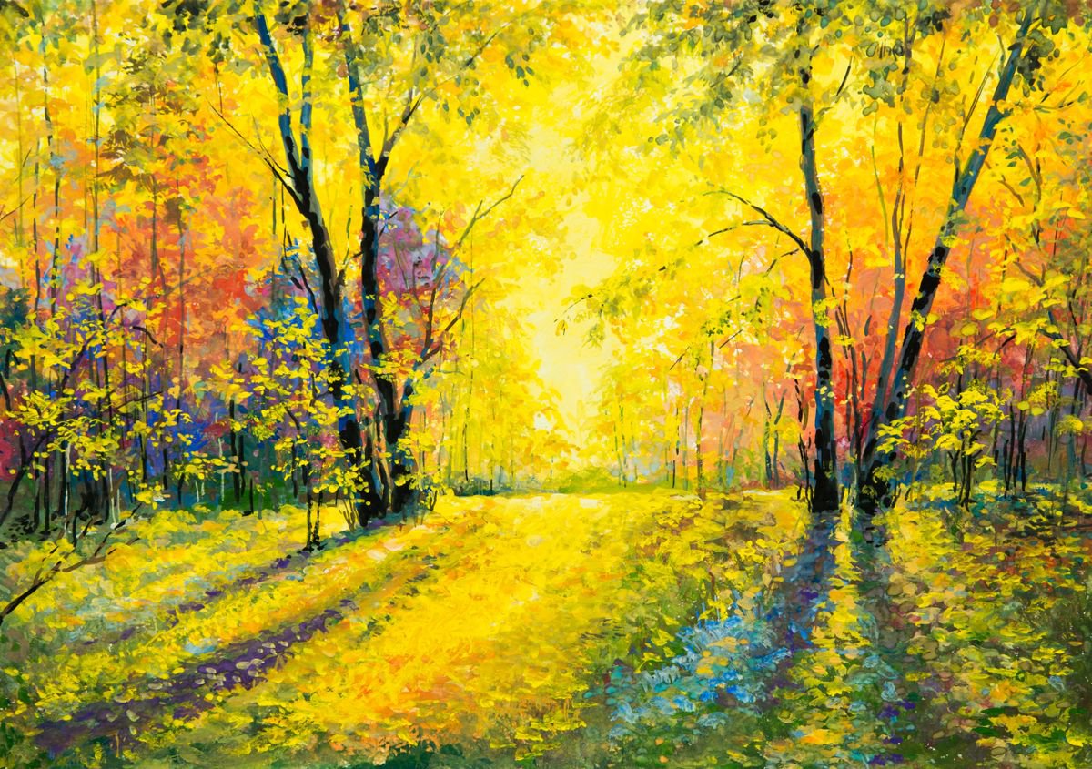 Impressionistic Botanical Painting By Galyna Shevchencko, 17 X 12, Autumn Etude 1, Original Artwork