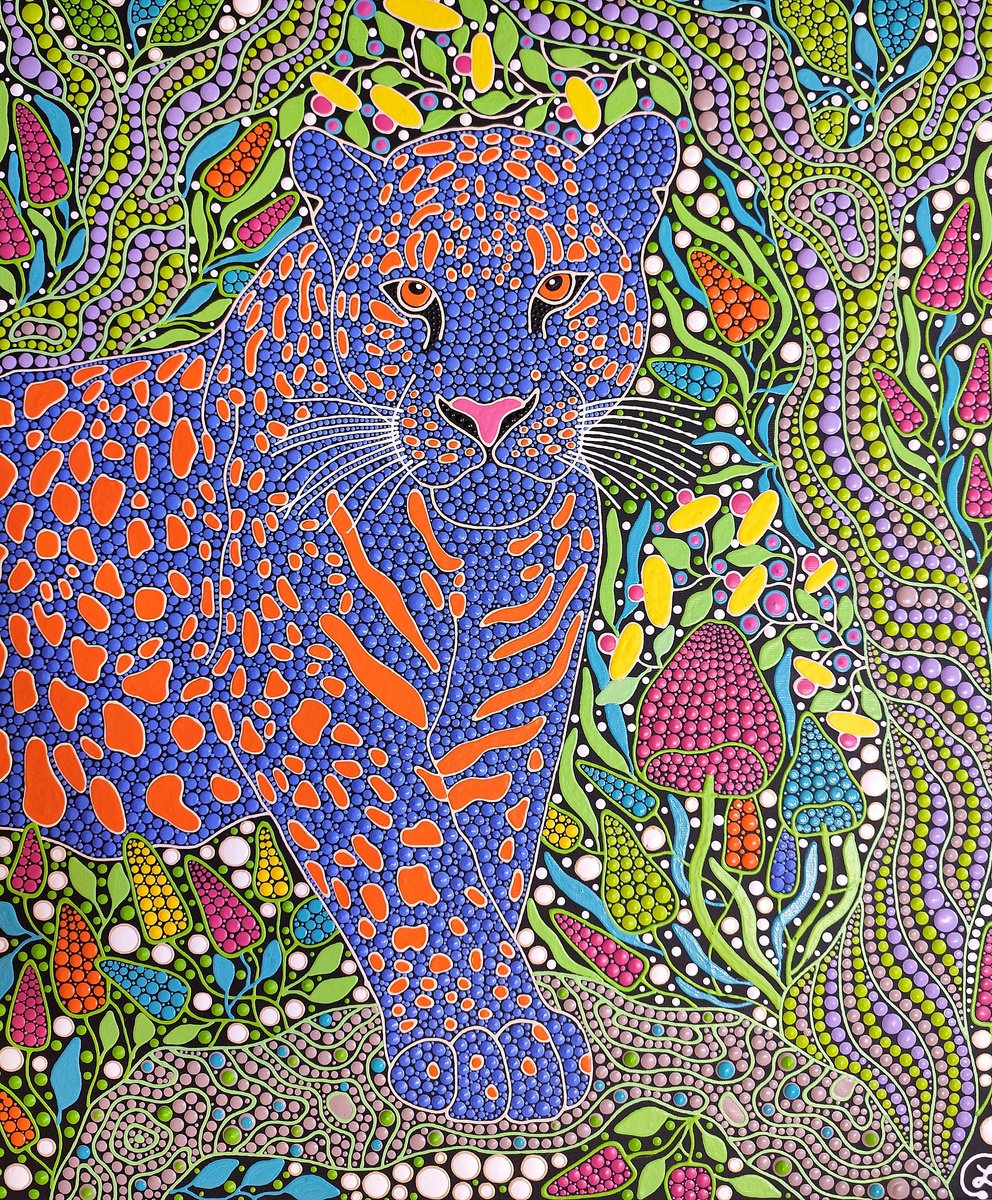 Expressive Landscape Acrylic Painting By Oxana Lazari, 20 X 24", Jungle Spirit, Original Artwork