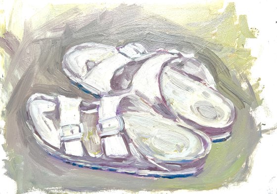 Painted white hot sale birkenstocks
