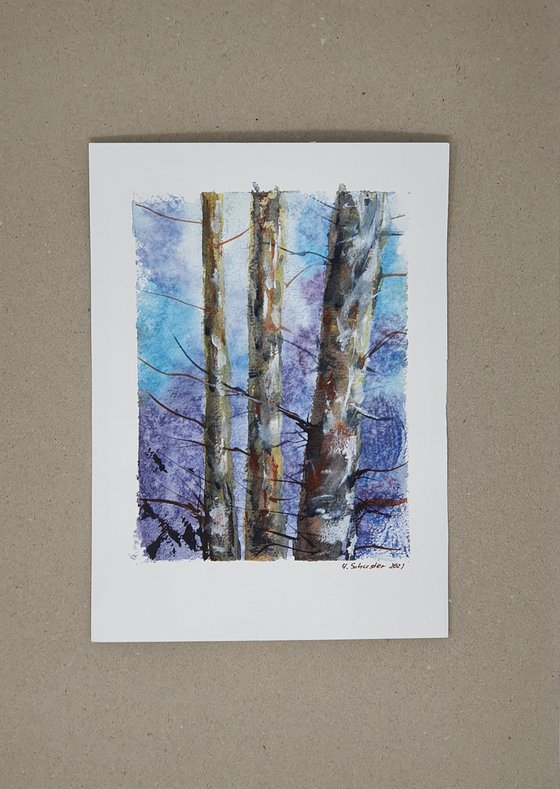 15/20 ORIGINAL WATERCOLOR painting. Trees series