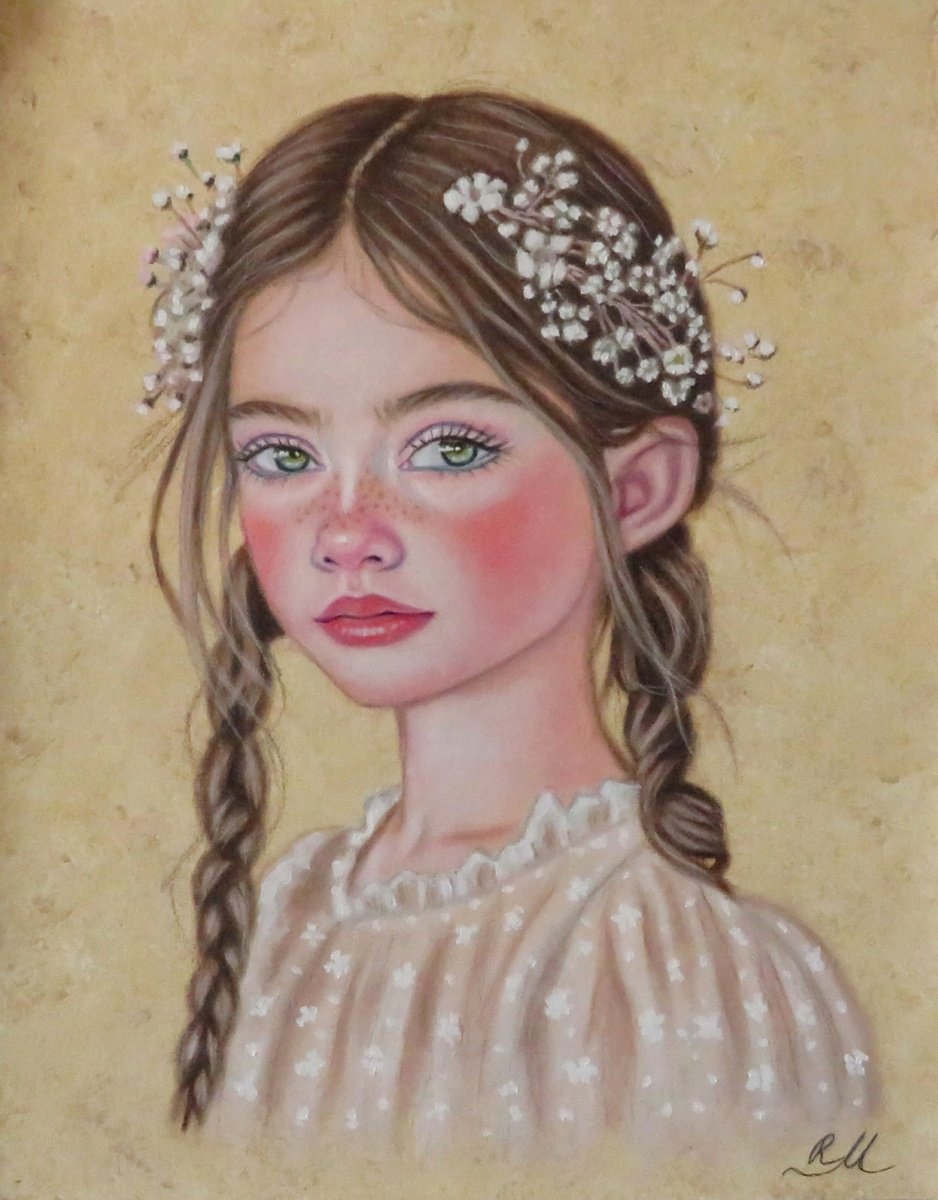 Expressive Portrait Oil Painting By Monika Rembowska, 13 X 16", Angelica, Original Artwork