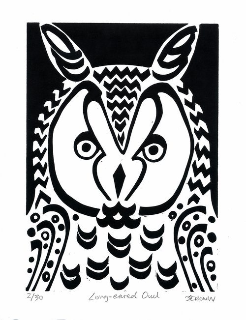 Long-eared Owl b/w (edition of 30) by Catherine Cronin