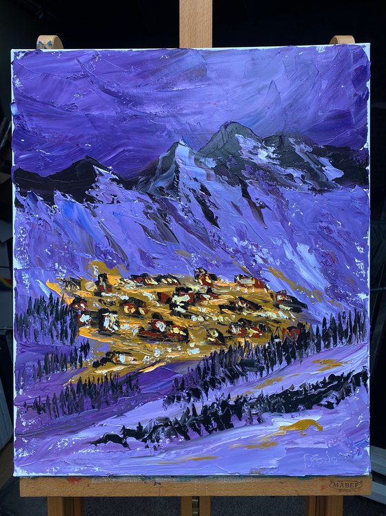 Winter mountain village